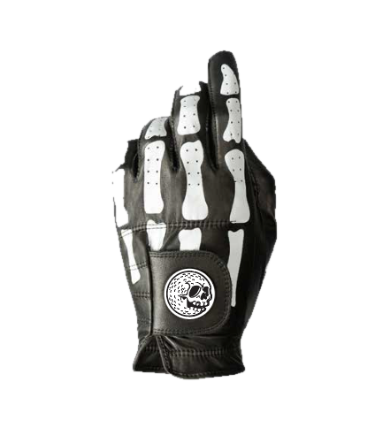 Sudden Death glove, leather golf glove with skeletal bone print